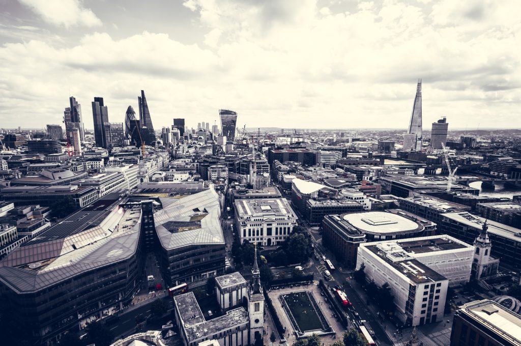 London cityscape aerial view